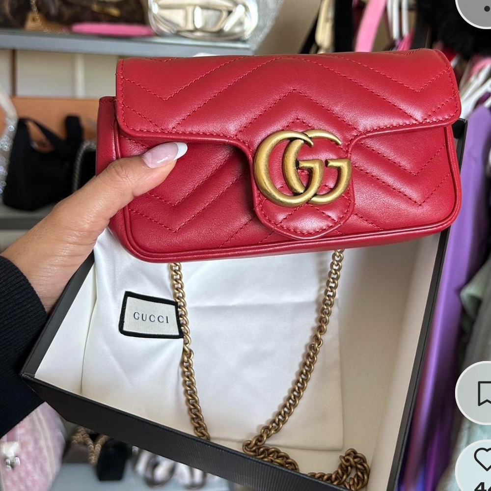 Gucci Red Crossbody Bag with Chevron Quilting